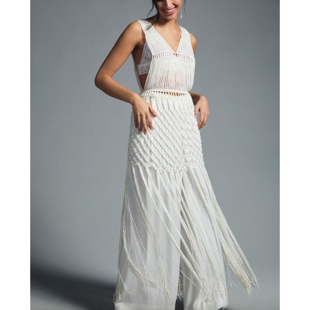 ANTHROPOLOGIE Crochet Fringe Beaded Tunic NWT One Size